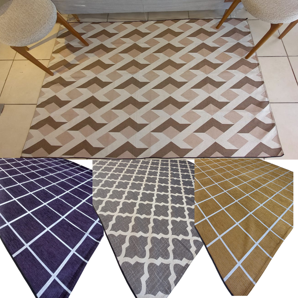 Tapete Geométrico Emborrachado Antiderrapante Ideal Sala Quarto Decoração 2,00x1,40mts