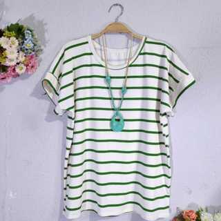Nova camiseta listrada feminina plus size em Oferta na Shopee