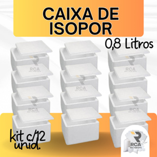 kit com 12 Caixas de Isopor EPS 0,8 litros para Sorvetes e Medicamentos em Oferta na Shopee