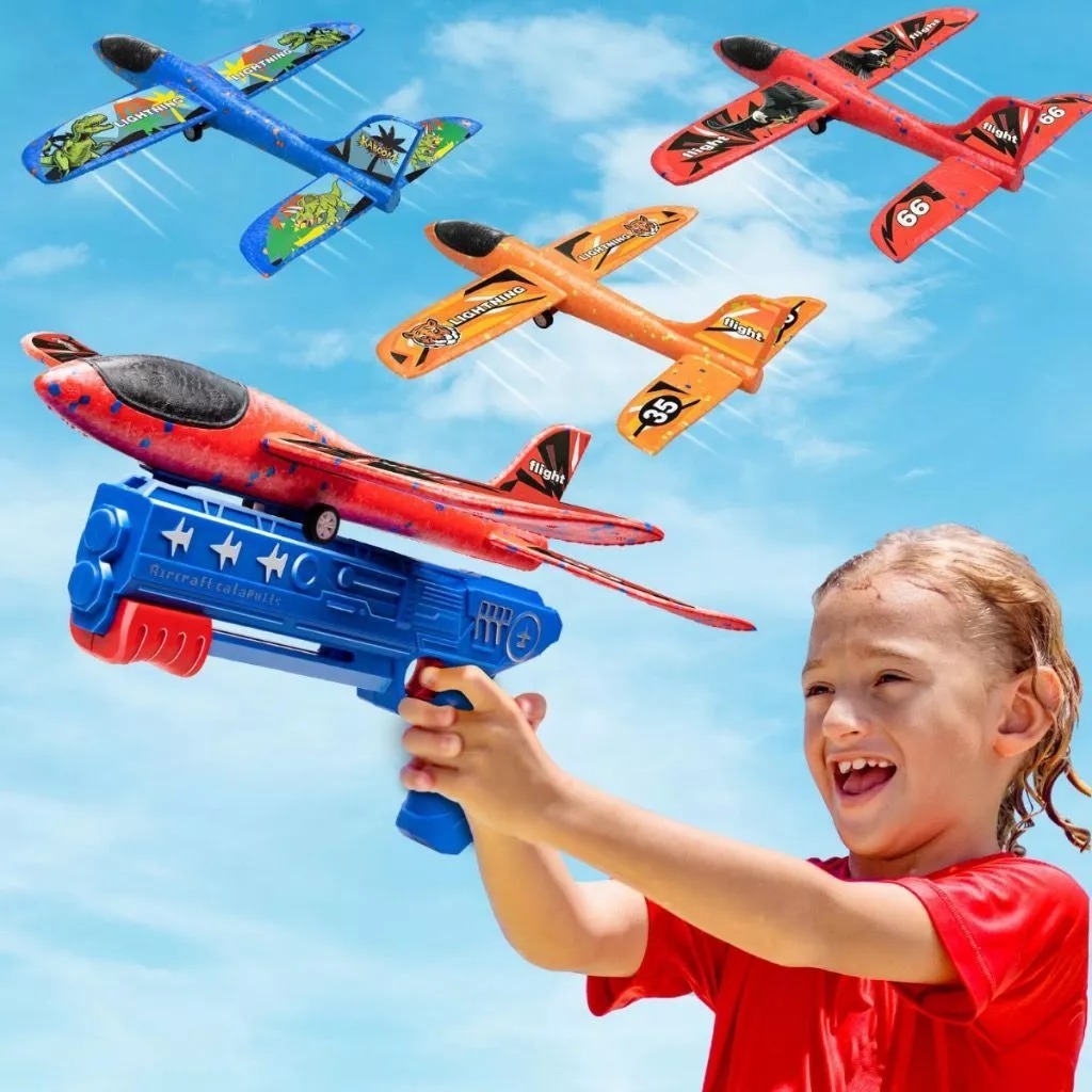 Brinquedo Lançador De Avião Aeromodelador Planador Colorido Com Transmissor com luz em Oferta na Shopee