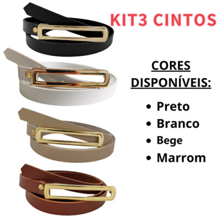 Kit 3pc/4pc Cintos Feminino Para Vestido Short Calça Alfaitaria Fivela Alongada Dourado em Oferta na Shopee