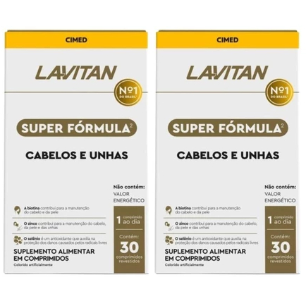 KIT 02 Lavitan Super Fórmula HAIR Cabelos e Unhas 30 Comprimidos - Cimed