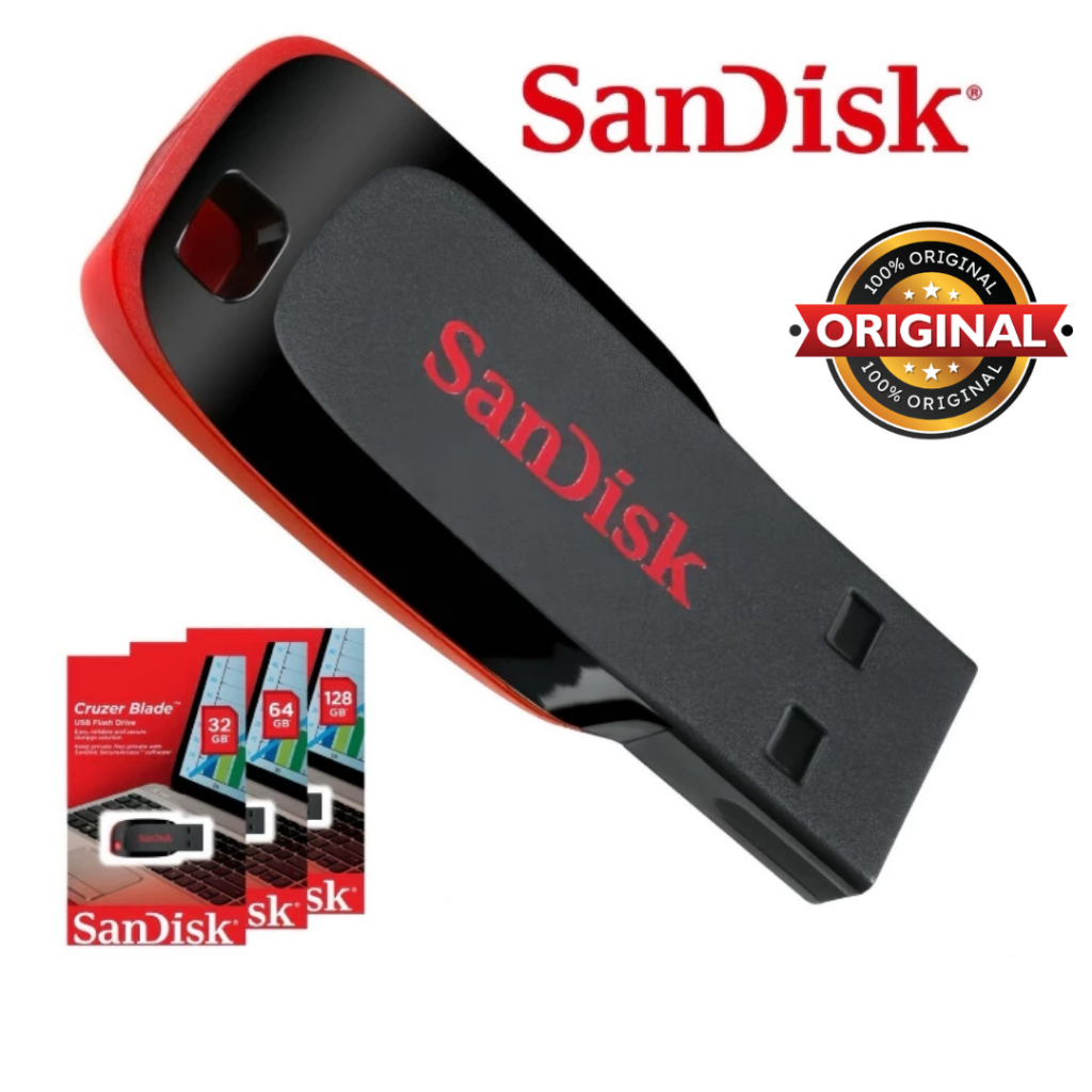 Pendrive Sandisk Cruzer Blade - 100% ORIGINAL 16GB / 32GB / 64GB / 128GB