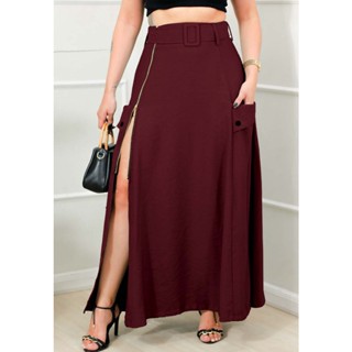 Saia Longa Com Bolso e Ziper Destacavel em Oferta na Shopee