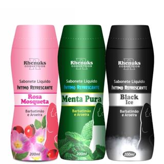 Kit 3 Sabonete Íntimo Refrescante Rosa Mosqueta/ Menta Pura/ Black Ice 200ml Cada em Oferta na Shopee