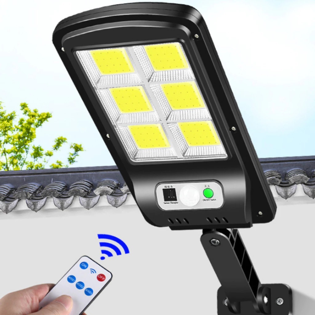 Luminária Solar Parede 108 COB Carregar LED Luz Branco frio Prova D'Água Sensor Presença 3 funções