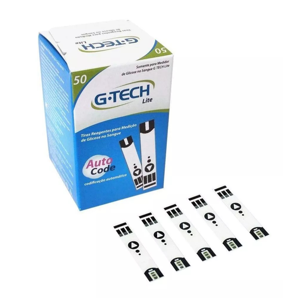 Kit 50 Tiras Reagentes G-Tech Lite + 100 Lancetas G-Tech 30G — imagem 2 de 2