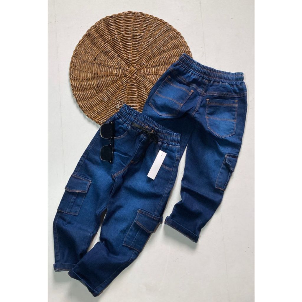 Calça Cargo Barra Reta Jeans Menino Infantil Juvenil