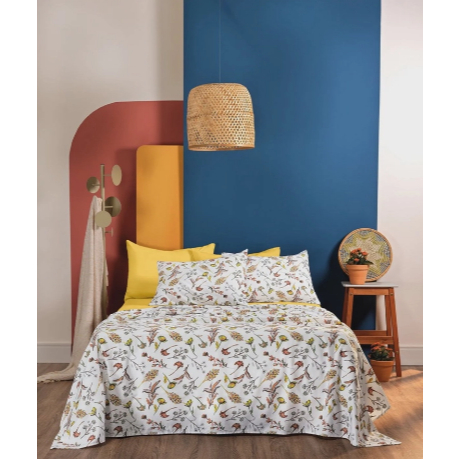 Jogo de Cama 03 Peças Cama Solteiro Estampa Florida Teka