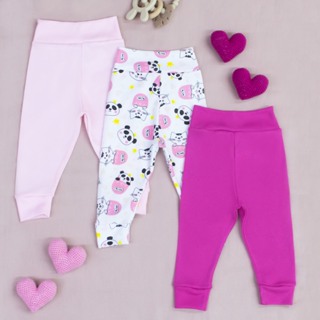Mijao de Bebê em Malha Canelada 100% Algodão Menino Menina Kit 03 Peças Calça Bebe Culote Canelado em Oferta na Shopee