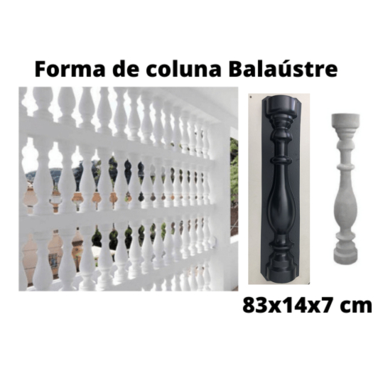 Forma Molde Coluna Balaústre Abs 3D Virgem 83x14x7cm