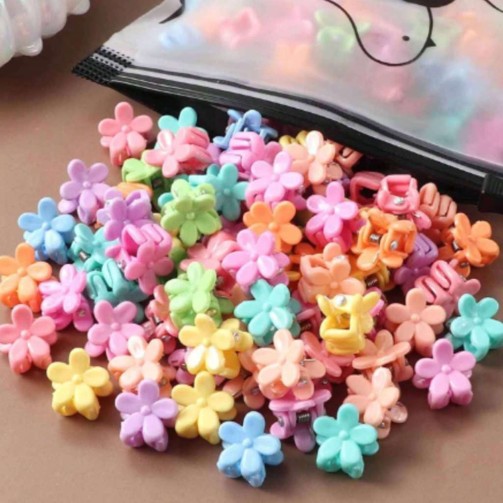 Kit 120 Mini Presilha de Cabelo Piranha Infantil Colorida Presilia Mini Prendedor Florzinh...