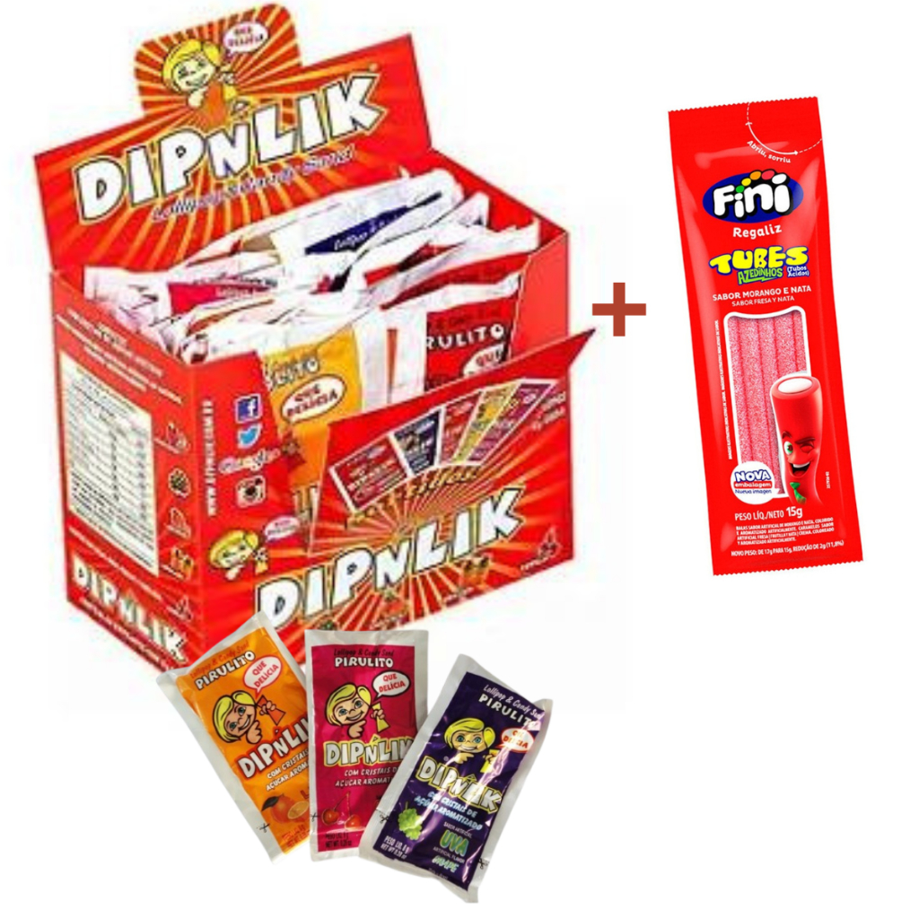 Pirulito Dipnlik Display C/25unidades 200g DIPNLIK + Brinde