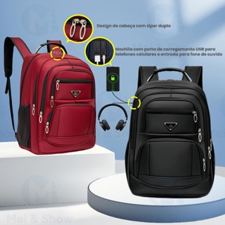 Mochilas de grande capacidade para homens e mulheres Portas externas para fone de ouvido e USB D8109 em Oferta na Shopee