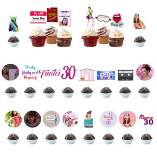 Tags Topper Aplique Docinho Cupcake salgadinhos Festa De Repente 30 com palito 24un em Oferta na Shopee