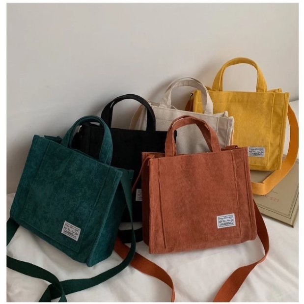 Bolsa Feminina de Lona Pequena Transversal Bonita de Ombro de Passeio em Veludo Estilo em Oferta na Shopee