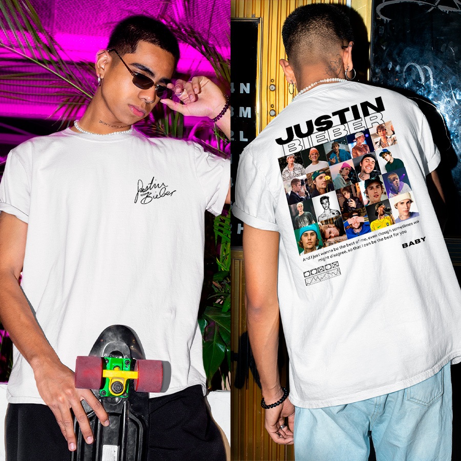 Camiseta Básica Camiseta Personalizada Justin Bieber Exclusiva Adulto e Infantil Unissex