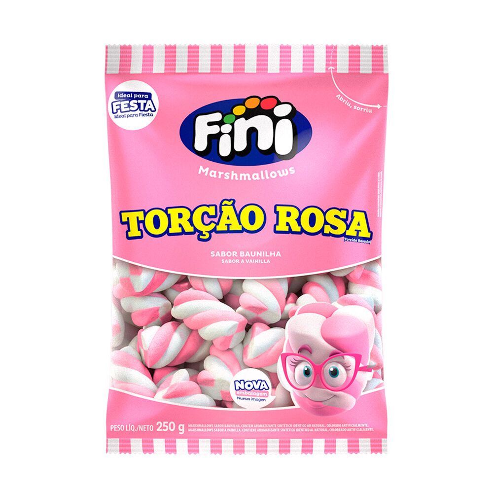Marshmallows Torção Rosa 250g Fini