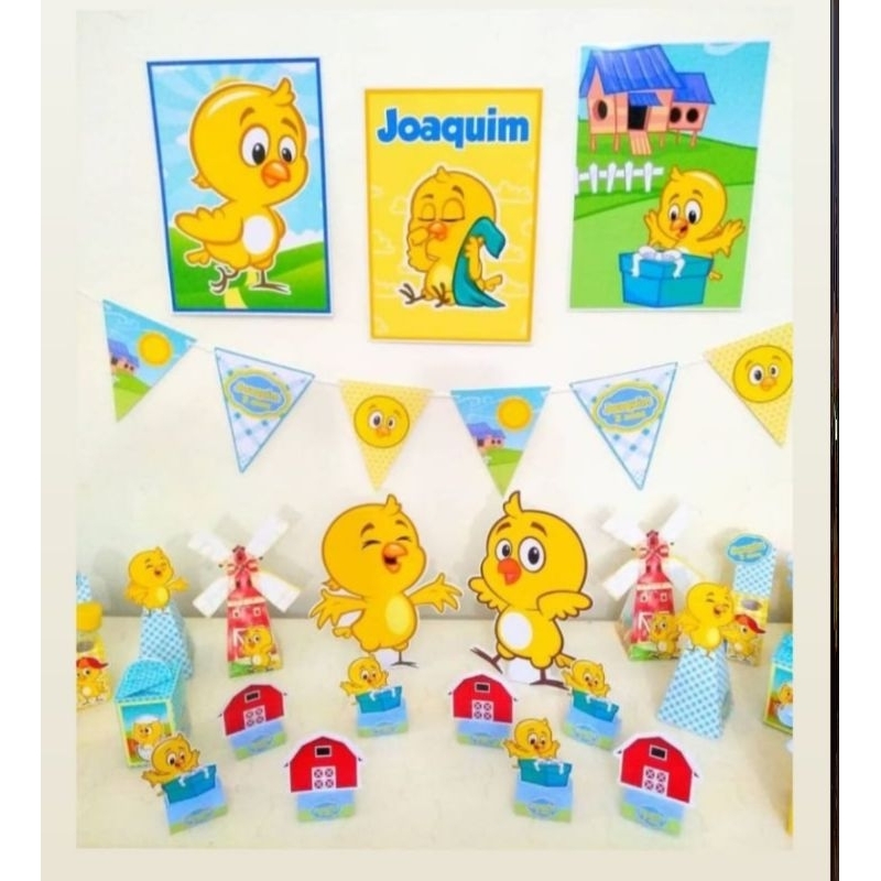 DECORAÇÃO PINTINHO AMARELINHO - KIT FESTA EM CASA PINTINHO AMARELINHO