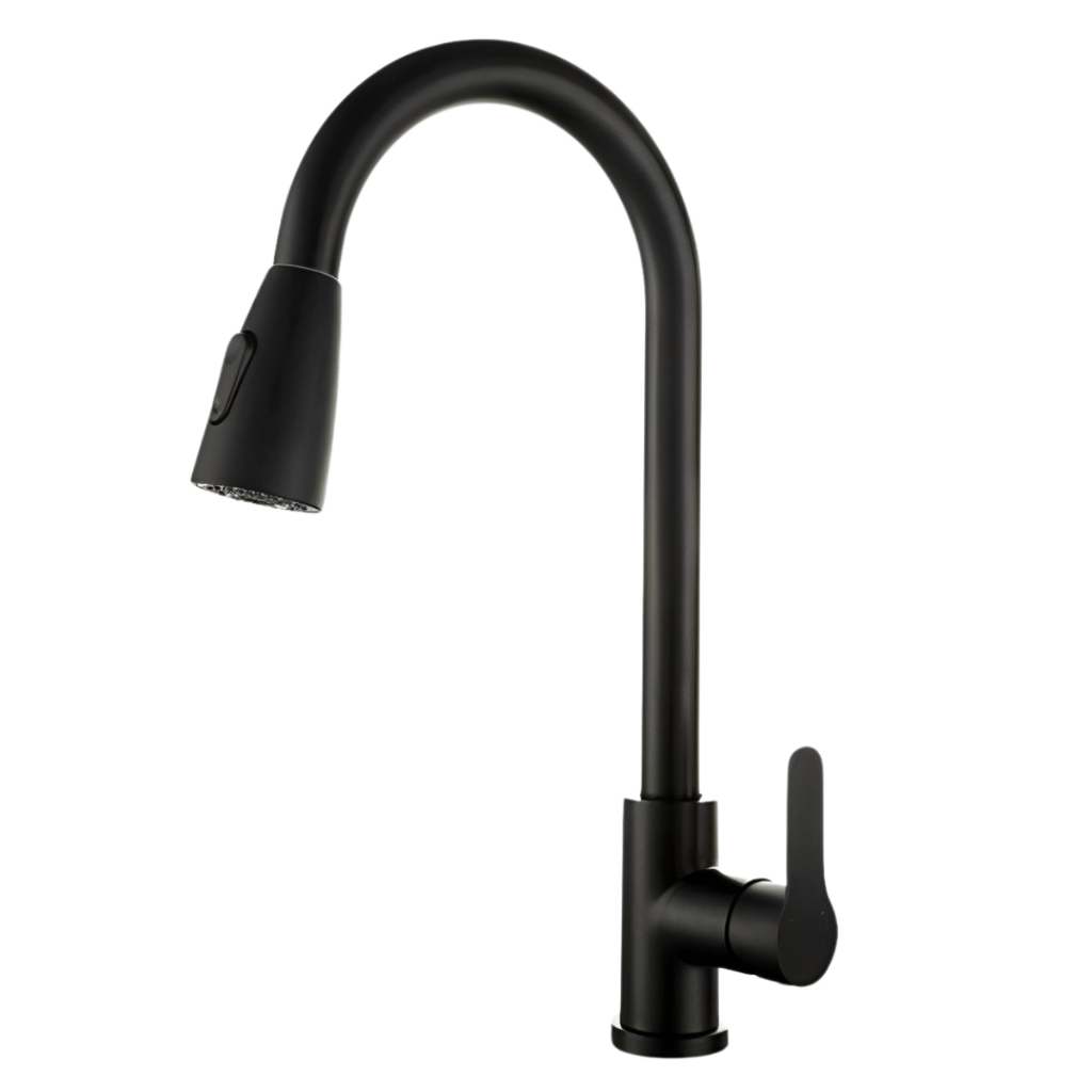 Torneira Para Cozinha Monocomando Misturador Área Pia Churrasqueira Extensível Luxo Preto Fosco