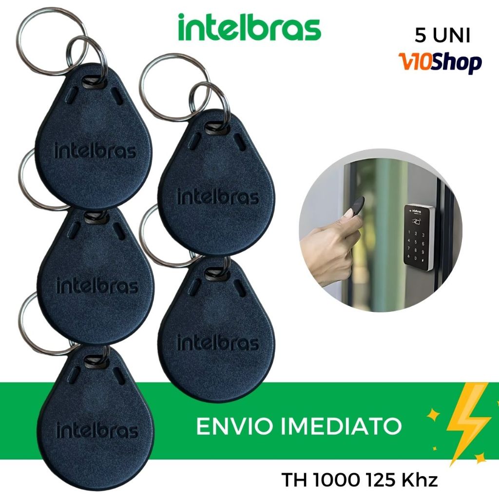 Kit 5 Chaveiro Tag RFID Intelbras TH 1000 125kHz Aproximação Controle de Acesso Portão Porta Condomínio