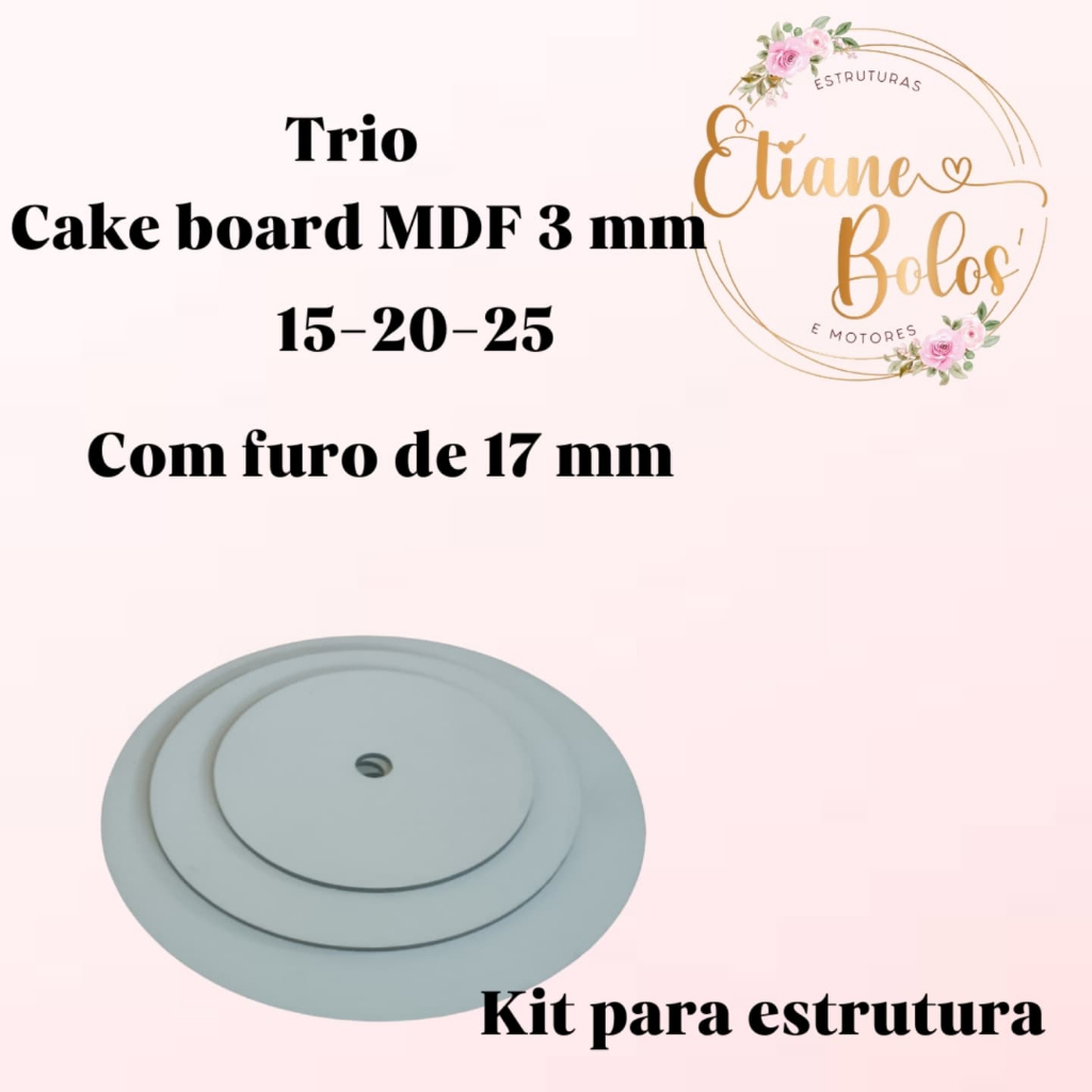 DISCO MDF DE 3 MM BRANCO - 15-20-25 COM FURO DE 17
