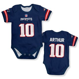 Body bebê personalizado com nome NFL Patriots azul ou branco em Oferta na Shopee