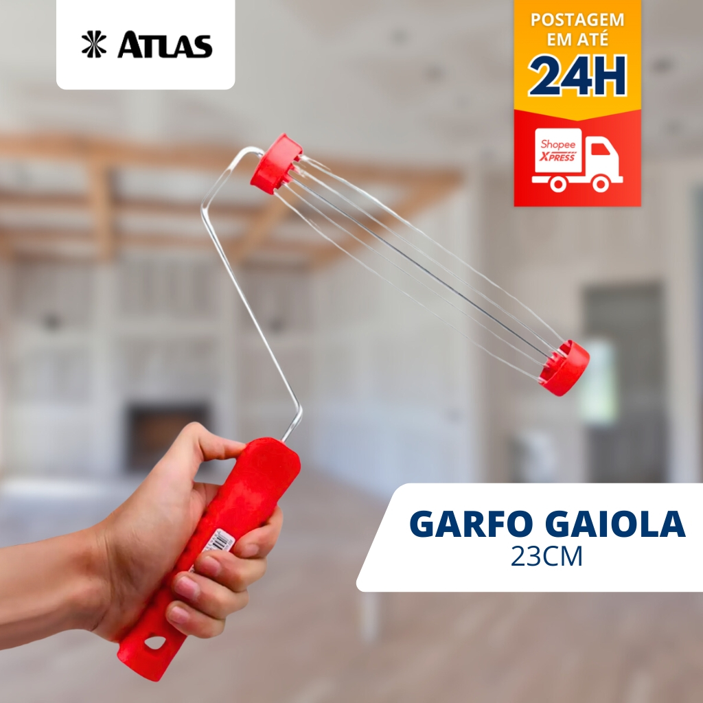 Cabo / Suporte Atlas - Roma Para Rolo Pintura 23cm Garfo Gaiola