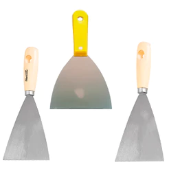 Espátula Reta Inox Original Cabo de Madeira Alta Qualidade De 6, 8 E 10Cm