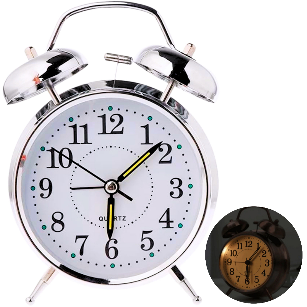 Relógio de Mesa Despertador Retrô Antigo Vintage Clássico Com Luz Led Noturna Em Metal Analógico em Oferta na Shopee