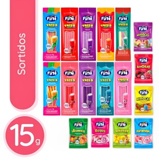 Kit C/15un Balas Fini Sabores Sortido Gelatinas e Tubes Cítricas Azedinhas 15g em Oferta na Shopee