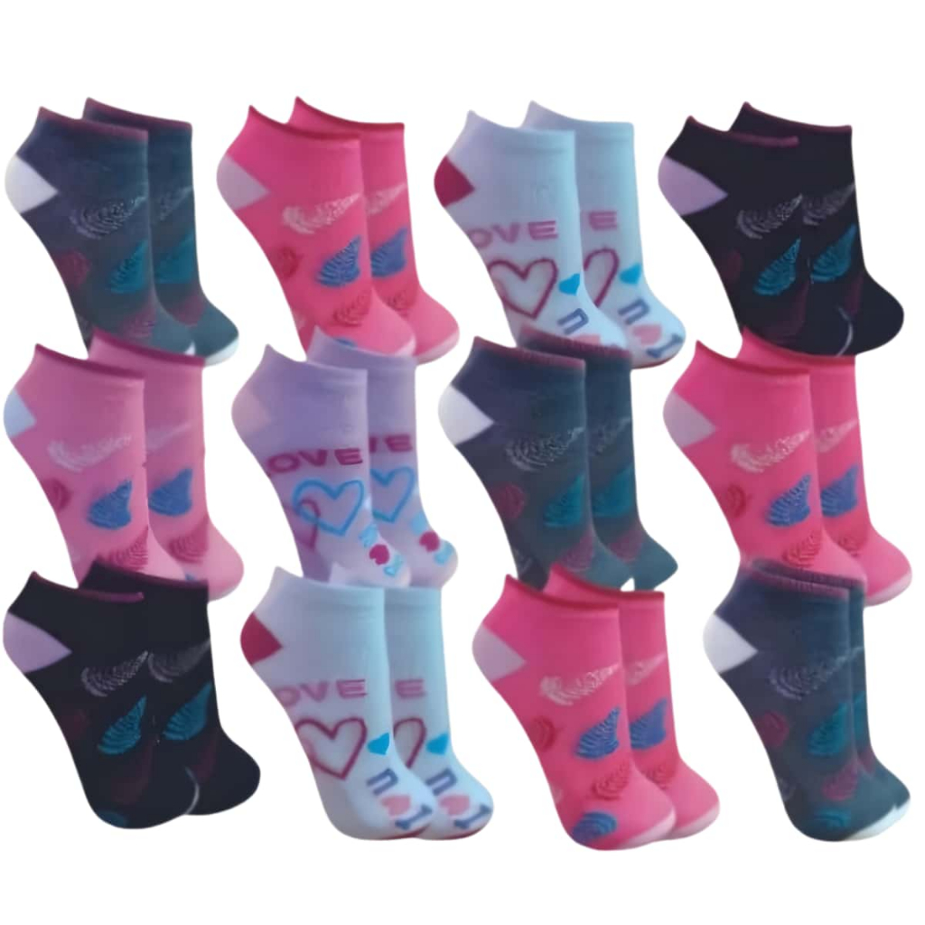 Z&D Lingerie Kit 12-24 Pares de Meias Soquete Adulto Feminina Estampada Cores Delicadas 35-40 em Oferta na Shopee