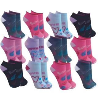 Z&D Lingerie Kit 12-24 Pares de Meias Soquete Adulto Feminina Estampada Cores Delicadas 35-40 em Oferta na Shopee