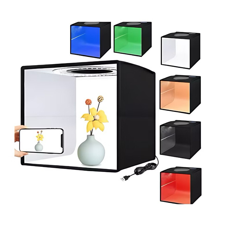 Box Fotografia Estúdio Photo Ring LED Light Studio RGB Lightbox mini portatil 40X40 em Oferta na Shopee