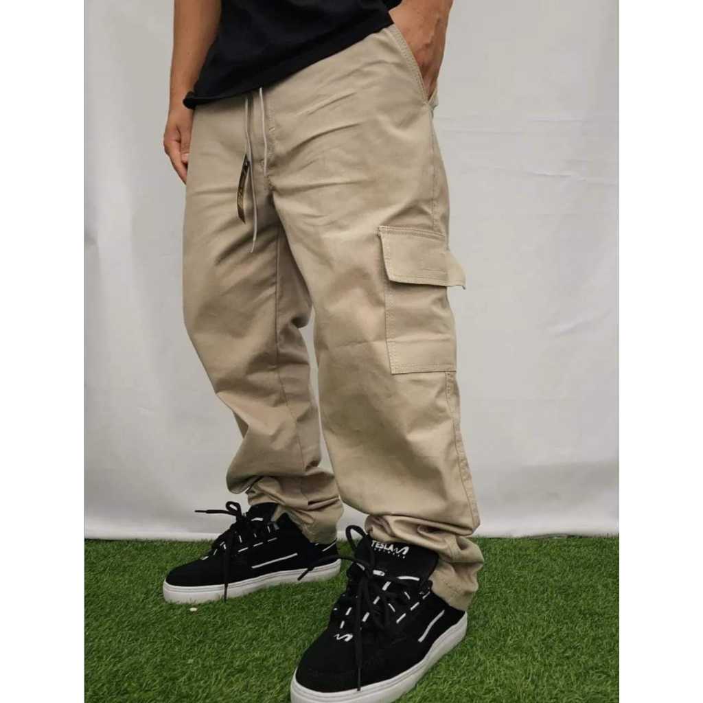 Calça Cargo Infantil Menino Preta e Bege Tamanho  6, 8, 10, 12, 14 e 16 Anos
