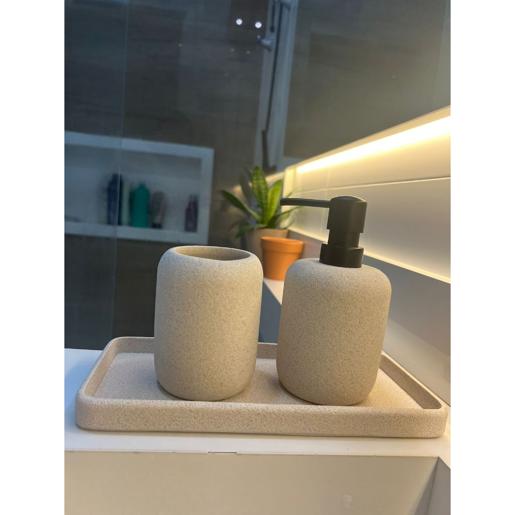 Kit para banheiro lavabo diversos modelos dispenser sabonete líquido e porta escova