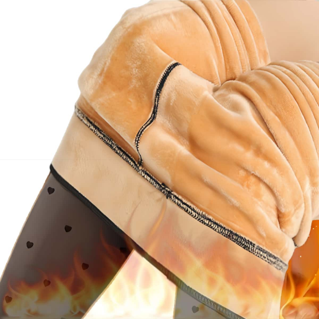 Z&D Lingerie Meia Calça Térmica Forrada Peluciada Translúcida de Lã Grossa Com Estampa Coração Feminina Com pé