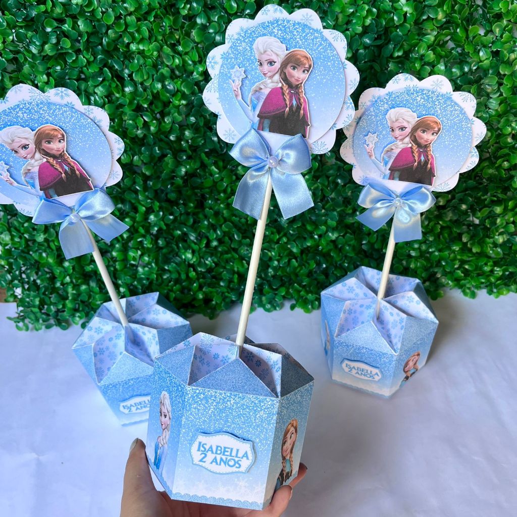 Caixa sextavada Centro de Mesa Personalizado FROZEN | Arranjo de mesa | Enfeite de mesa | Cachepô | Lembrancinha | Festa Infantil | Personalizados