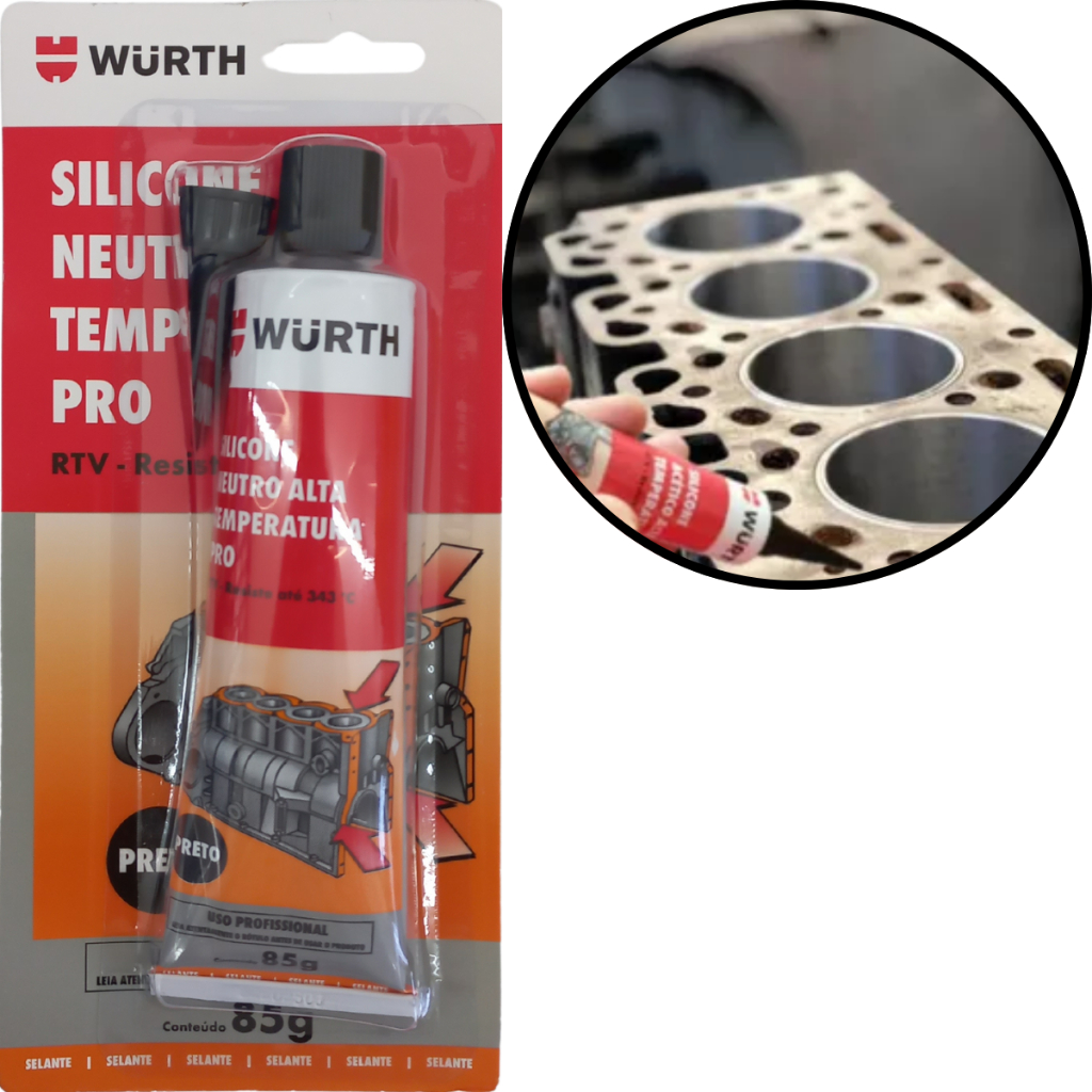 Silicone Neutro de Alta Temperatura PRO Original Wurth 85g em Oferta na Shopee