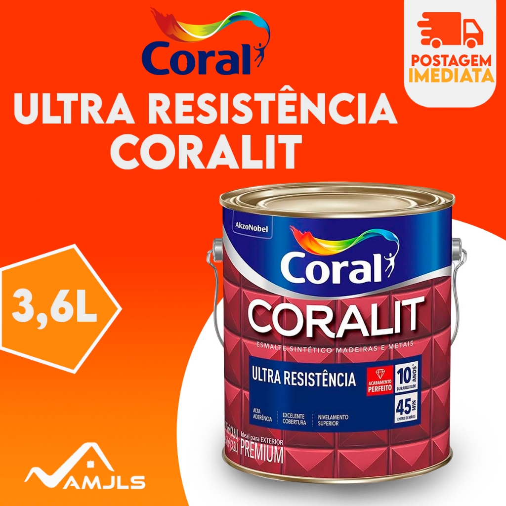 Tinta Esmalte Coralit Ultra Brilhante Alta Aderencia Coral 3,6l