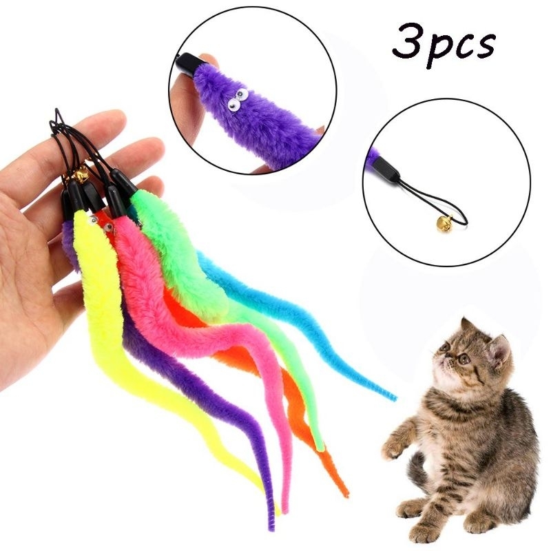 cobrinha divertida para gato 3 pçs minhoca de gato brinquedo reposição para varinha do gato em Oferta na Shopee
