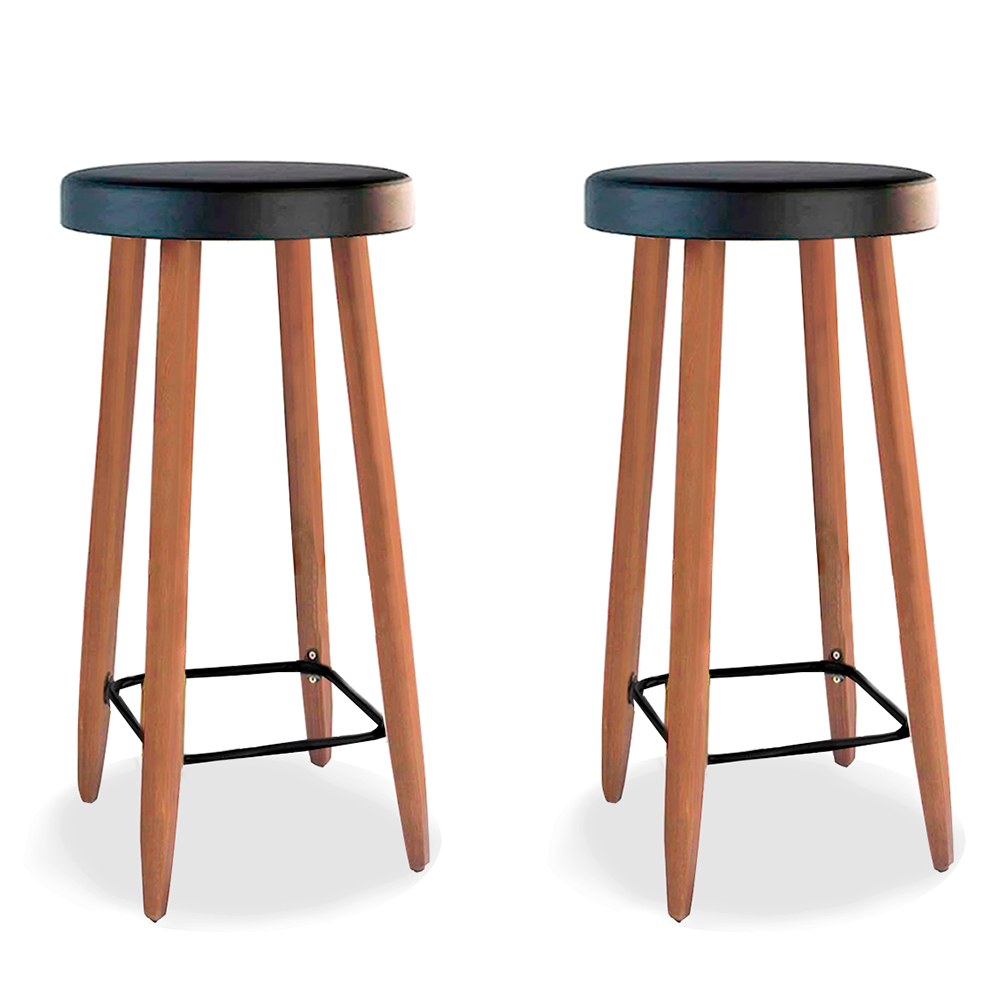 Combo 2 banquetas Lara pés palito 70cm corino preto decorativo para bar e cozinh