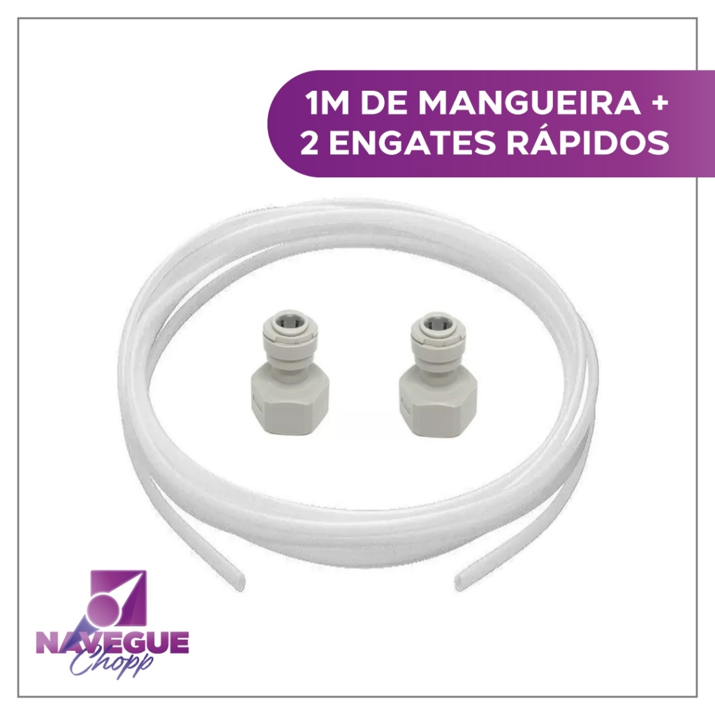 Kit de Mangueira de 1 Metro com Engate Rápido e Conexões para Chopeira de Chopp