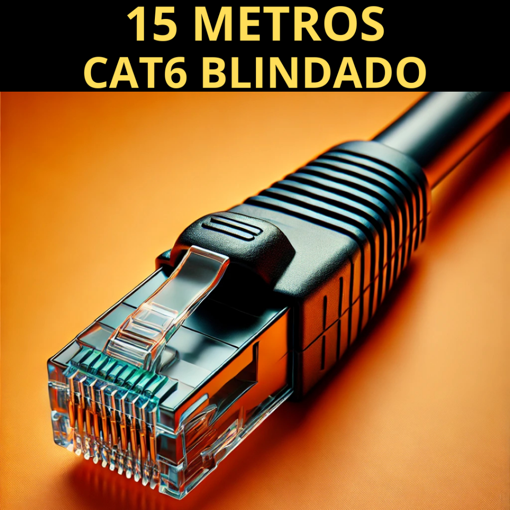 CABO DE REDE CAT6 15 METROS BLINDADO STP ANTI-INTERFERENCIA