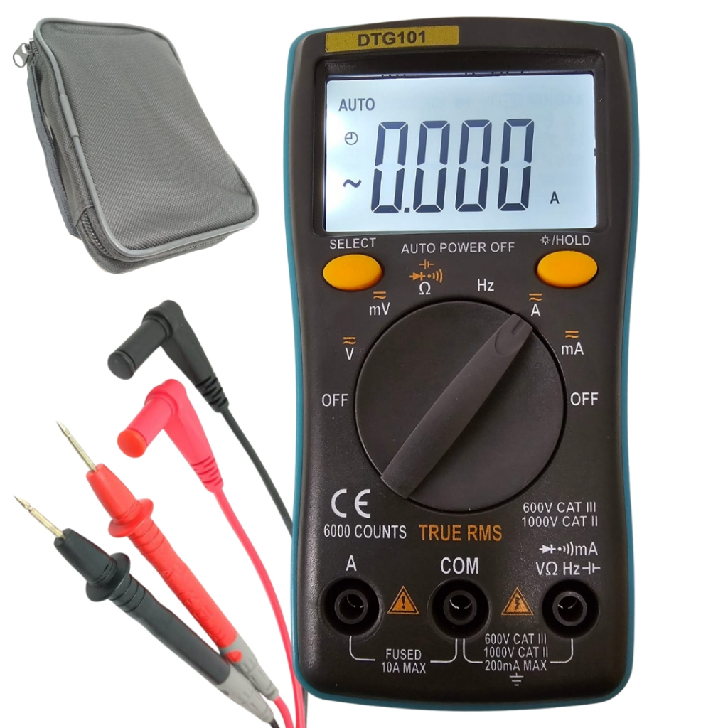 Multimetro Digital True Rms Capacímetro Frequência Dtg-101 Completo em Oferta na Shopee
