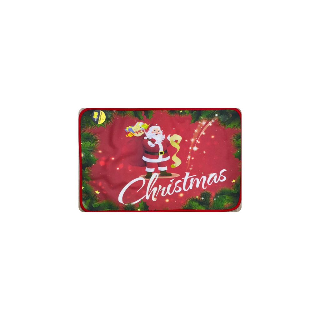 Tapete Natalino Porta 60x40 Antiderrapante Boucle Decorativo Casa Enfeite Natal Feliz Natal