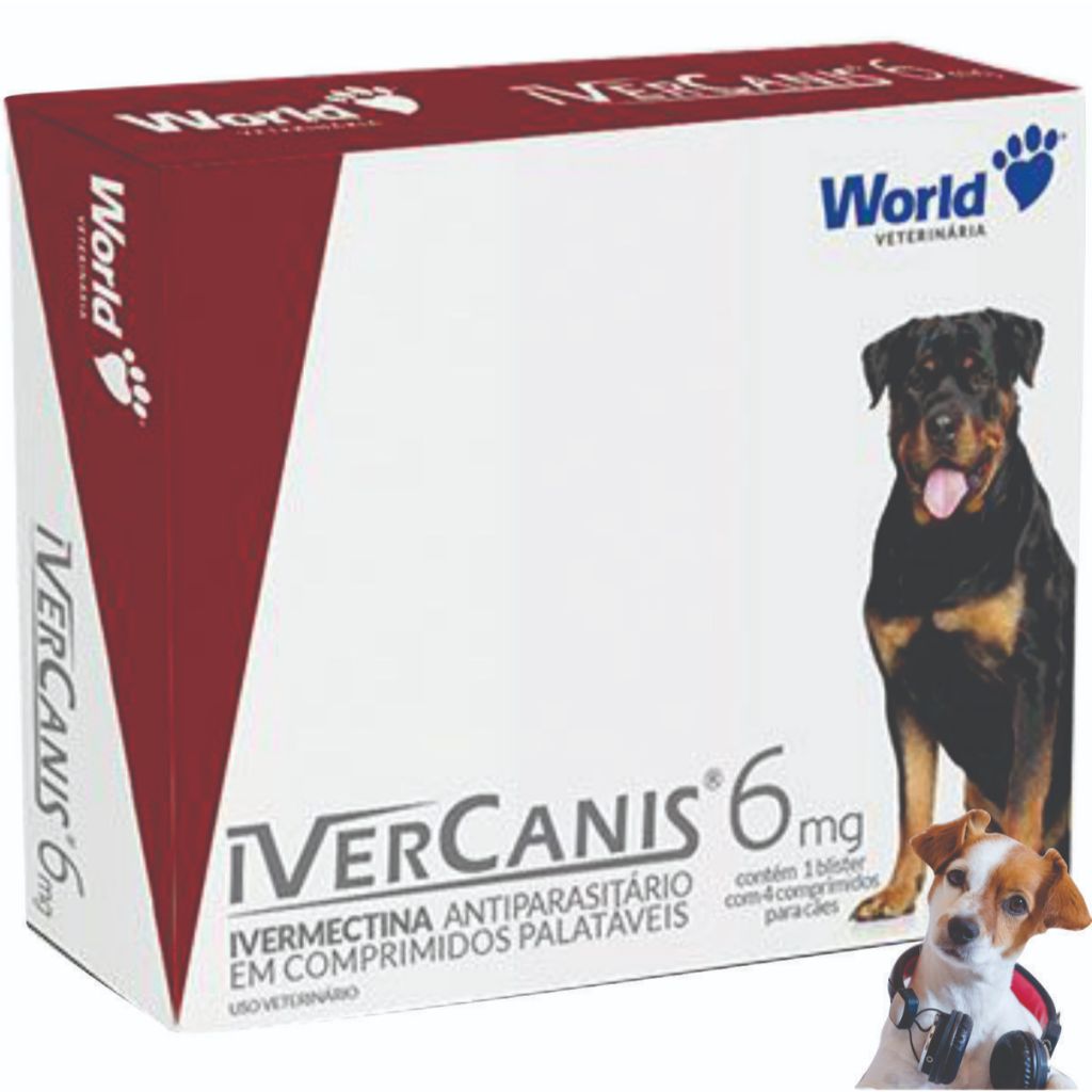 Ivercanis 6mg 4 cp Remédio Carrapato Cachorro Remédio para Pulga no Cachorro Peso 15 kg a 45 kg