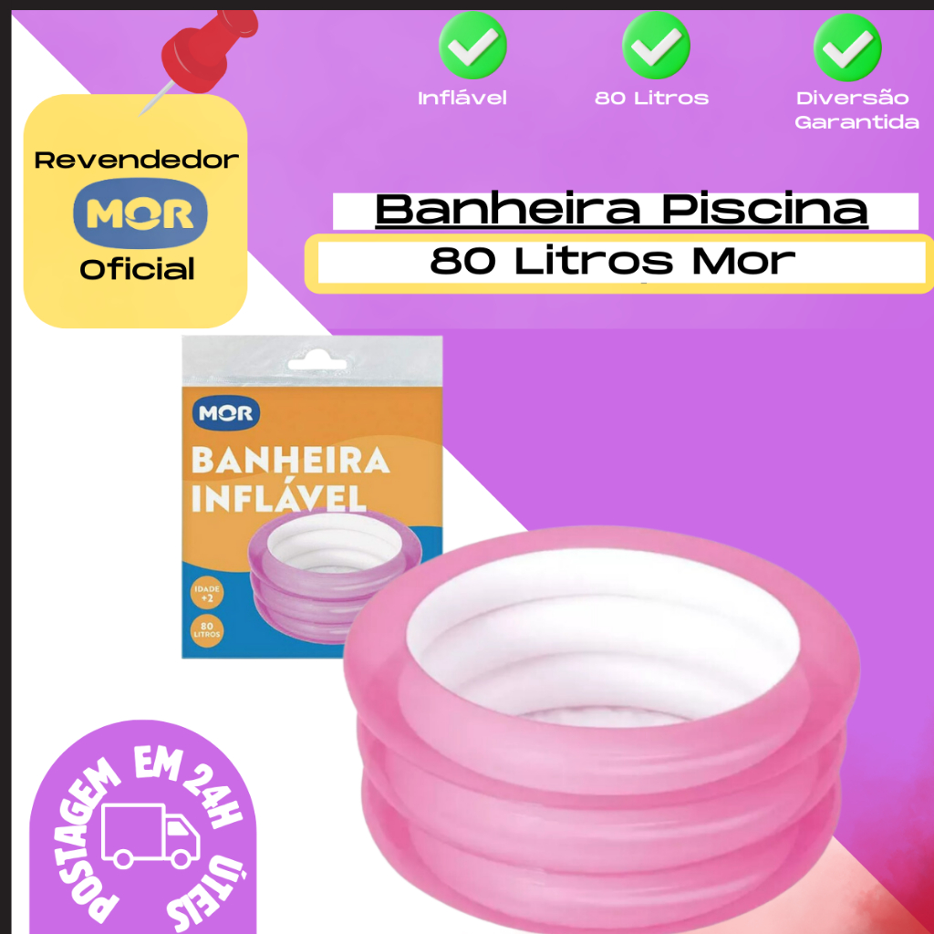 Piscina Banheira Inflável Para Bebê Infantil Redonda 80l Mor