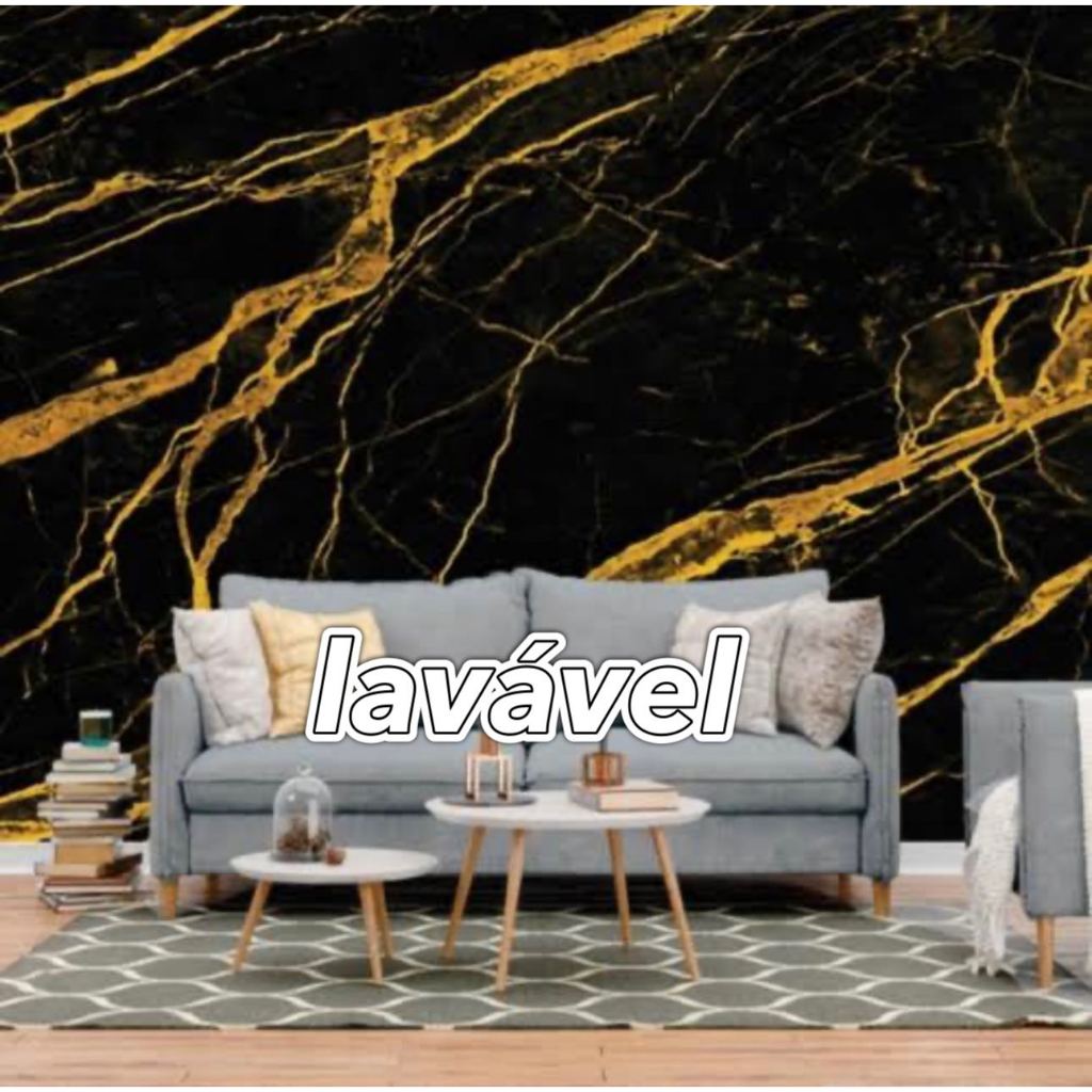 Papel De Parede Adesivo Mármore Preto C Dourado Brilhante Lavável 4,5 METROS X 60CM Moveis Bancada  Cozinha Banheiro em Oferta na Shopee
