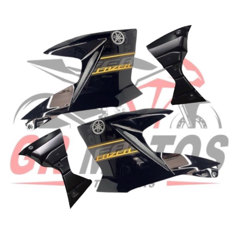 PAR DE ABAS COM COMPLEMENTOS YAMAHA FAZER250 2011 PRETO ADESIVADA